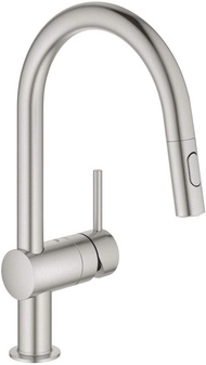 GROHE Minta Single Lever Kitchen Mixer Tap with Pull-Out and Dual Spray Function C-Spout (2 Colours available)