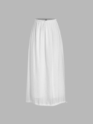 Cider Solid Elastic Waist Maxi Skirt