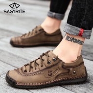 SAGYRITE Big Size 39-48 Men Genuine Leather Sneakers Men Casual Shoes Outdoor Sports Shoes for Men Hiking Shoes