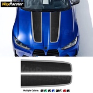 2 Pcs Car Engine Cover Carbon Fiber Vinyl Bonnet Stripes Sticker For BMW M4 G83 2025 G82 Competition