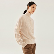 ICIC Xiaohe Retro Twist Sweater - Women's Loose Sweater with High Lapel and Half Zipper