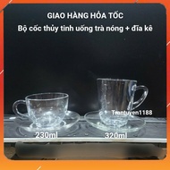 Set of 6 glass cups with handles for drinking coffee and hot tea 230ml 320ml genuine ThaiLan millet 