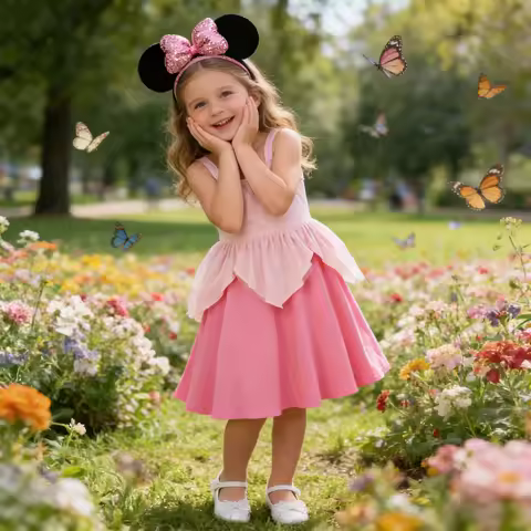 2026 New Summer Girl Dress Aurora Cosplay Girl Clothing Children Outdoor Casual Skirt Casual Dresses