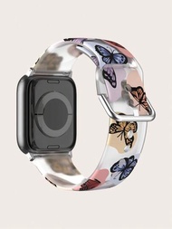 Correa de reloj compatible con Apple Watch con patrón de mariposa
