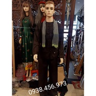 (Có Sẵn) Trang Phục Bà Ba Nam Vải Kate Cao Cấp Tặng Kèm Khăn Rằn Trang Phục Chú Hóa Trang Chú Cuội C