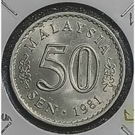 ( Syiling ) 50 Sen 1981 ( UNC ) Malaysia Parliament House
