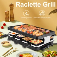 Raclette Table Grill Electric Korean BBQ Grill Indoor Cheese Raclette for 8 Person Removable Non-Sti