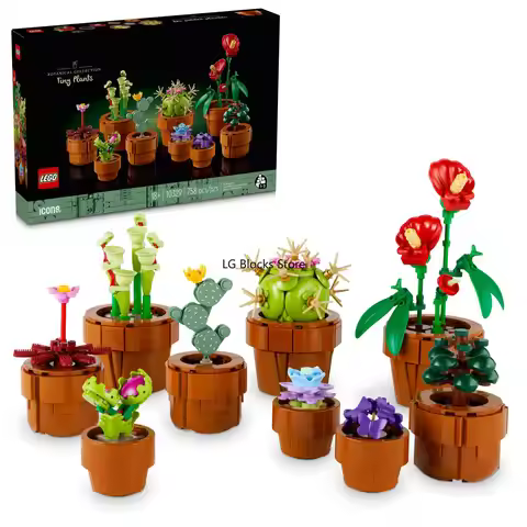 LEGO Icons Tiny Plants Building Set, Cactus Décor Gift for Flower-Lovers, Carnivorous, Tropical and 