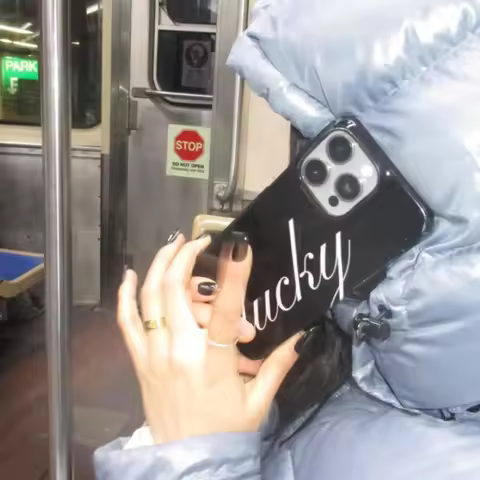 INS English Word Lucky Y2K French Black White Letters Phone Case For iPhone 17 16 15 14 13 12 11 Pro