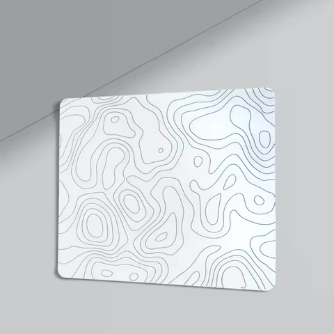 XVX White Glass Mouse Pad Topographic Map Large Glass Gaming Mousepad Hard Mouse Pad for Speed and P