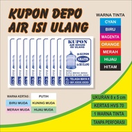 Cetak Kupon Depot Air Minum Isi Ulang Galon Refill HVS Warna