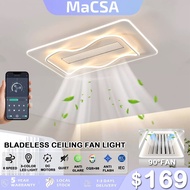 [FREE INSTALLATION] SG Stock Bladeless Ceiling Fan anti-Flash Frequency DC Ceiling Fan LED Ceiling Light (with Tri-Color Light and Remote) Air Conditioning Fan