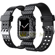 蘋果錶帶 apple watch2/3/4/5/6/7代 表帶 iwatch 7 矽膠手錶帶 商務 碳纖維 一體矽膠錶帶
