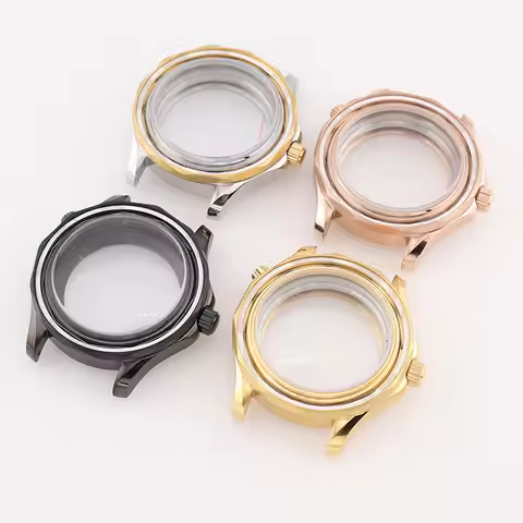 42mm PVD Diver Watch Case NH35 NH36 Cases for Seiko Mod Seamaster Mens Mechanical Watches Diy Build 