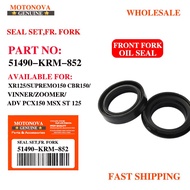 Front Fork Oil Seal 51490-Krm-852 Xr125/150/Supremo150 Cbr150 Adv Pcx150 Msx St 125 Winner / Winner 