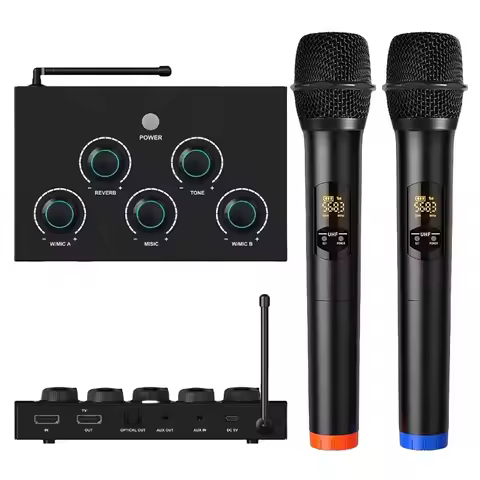 Portable HDTV Wireless Microphone Mixer Mikrofone Karaoke Machine Micro Karaoke Optical Wireless Kar