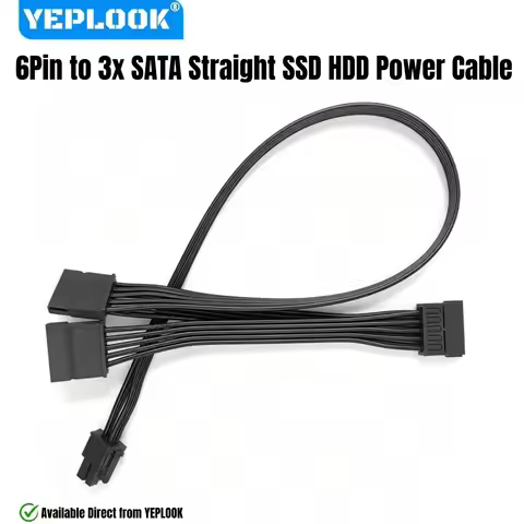 YEPLOOK 6Pin to 3 SATA Straight for Corsair HX1500i, HX1200i, HX1000i, HX850i, HX750i, HX650i PSU HD