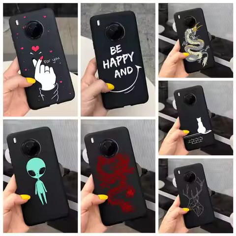 Black Painted Case For Huawei Y9a Case Soft Silicone Phone Back Cover For Huawei Y9a 2020 Y 9a Phone