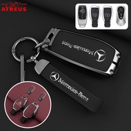 Mercedes Car Key Case Zinc Alloy Leather Key Cover Full Wrap Cover Smart Key Case Anti-fall Protecto