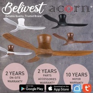 (PRICE GUARANTEED) Acorn DC-168 HUGGER SMART Ceiling Fan - 3 Blades 42,48 Inch - White/Black/Wood - Without Light
