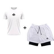 HOT tracksuit Baselayer Suit Shirt and Shorts 2in1 Sports Gym Fitness Futsal Running