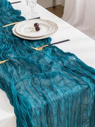 1個靛藍芝士布料桌旗,搭配波西米亞巴里島鄉村婚禮派對桌面裝飾