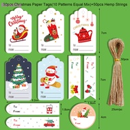 Benvdsg&gt; 50pcs Christmas Tags Kraft Paper Card Label Tag DIY Hang Tags Decor Gift Card well