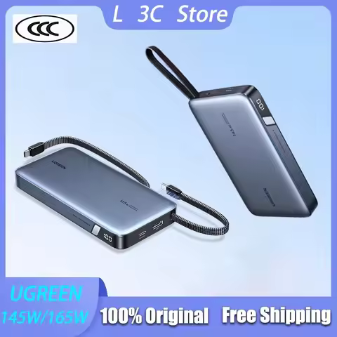 New UGREEN 145W/165W CCC Power Bank 20000mAh/25000mAh High Capacity Mobile Power Bank Built-in Cable