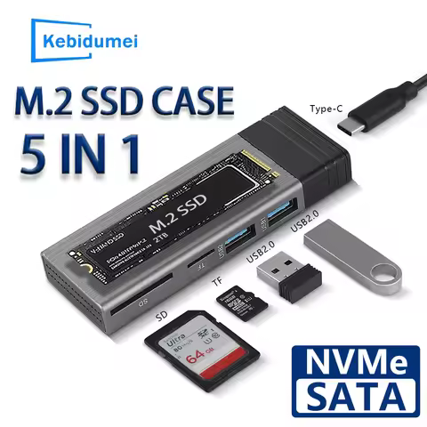 M2 SSD Case NVME SATA Dual Protocol M.2 to USB Type C Hub SSD Adapter PCIE NGFF Disk Box USB C Split