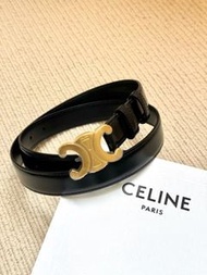 全新現貨 Celine belt 凱旋門 黑金皮帶 2.5cm  size 70 75 80 85 90貨號：45AK93A01.38NO