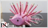 『ART小舖』捷克KOH-I-NOOR 手工木製可愛刺蝟造型筆筒-粉紅精靈/ 附24色油性彩色鉛筆