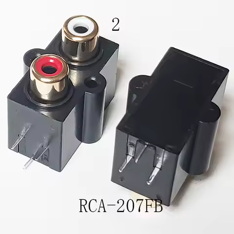2PCS PCB Mounting Stereo Audio Video Jack RCA Female Connector Two hole (W+R) RCA-207FB Golden