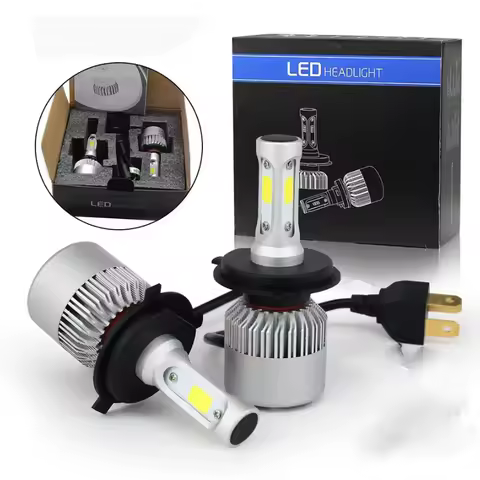 2pcs Car S2 Headlight Bulbs LED H1 H7 H4 9005 9006 Auto 72W 8000LM 6500K No Error Lamp Low High Beam