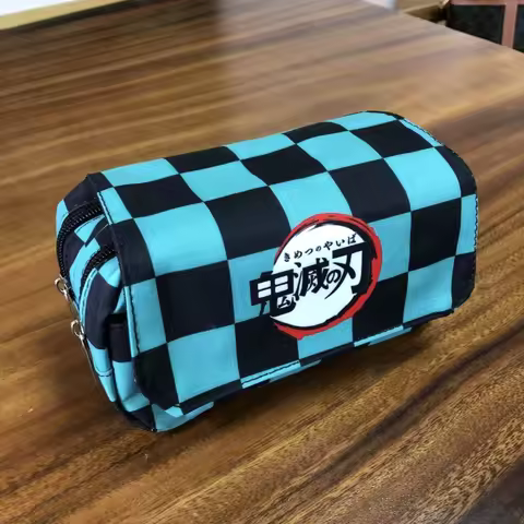 Anime Pen Bag Student Storage Bag Tanjirou Nezuko Zenitsu Giyuu Cartoon Pen Box Boys Girls Pencil Ca