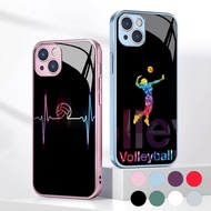 Volleyball Tempered Glass Phone Case For IPhone 15 14 13 12 11 Pro XS Max Plus Mini X XR 8 7 6s SE2/