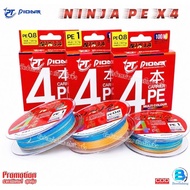 PE Fishing Line X4 Pioneer Ninja Model Length 100 Meters./Roll Multicolor Size 15 Pounds/20 Pounds