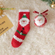 [WillbehotS] 1 Pair Christmas Socks Gift Women's Coral Velvet Socks Casual Winter Christmas Children's Socks Warmth Cute Girl Boy Floor Socks [NEW]