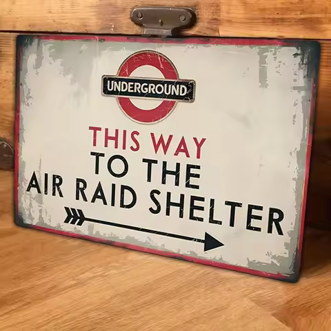 WWII Air Raid Shelter Metal Sign - Waterproof, No Electricity Needed - 8.0x12.0 - for Home, Bar, for