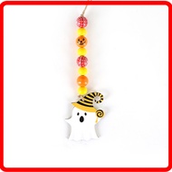 Halloween wooden bead string pendant tassel DIY ghost black cat tag tassel wooden bead hemp rope bea