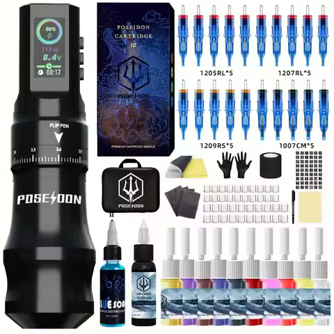 Tattoo Kit POSEIDON Pro Tattoo Pen Kit For Permanent Makeup Tattoo Machine New High Quality Tattoo P