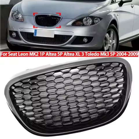Car Front Bumper Grill Honeycomb Mesh Grille For Seat Leon MK2 1P Altea 5P Altea XL 3 Toledo Mk3 5P 