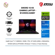 MSI Sword 16 HX B14VEKG-628MY 16" Gaming Laptop (i7-14650HX, 16GB DDR5, 1TB SSD, RTX4050 6GB, Win11H