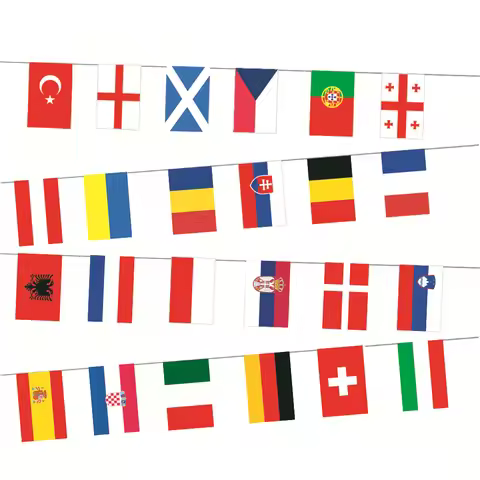 2024 24 Countries Hanging String Flags Polyester 7M 24 Country Teams Bunting Flags Printed for Footb