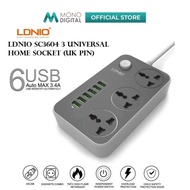 LDNIO 3604 SC3604 / 3412 SC3412 (FAST CHARGE) HOME/OFFICE UK MALAYSIA PLUG EXTENSION SOCKET 3 UNIVER