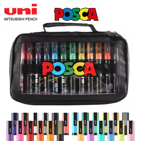 Uni Posca Color Acrylic Markers Set, Art Supplies 1M/3M/5M Fabric Paint Pen Japanese Stationery for 