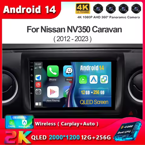 Android 14 Carplay Video Auto For Nissan NV350 Caravan 2012 2013 - 2023 Car Radio Navigation Head Un