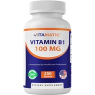 Vitamatic Vitamin B1 (As Thiamine Mononitrate) 100mg – 250 Vegetarian Tablets Supports Energy Produc