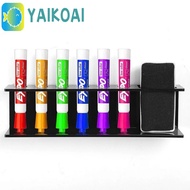 GLENES Whiteboard Marker and Eraser Holder, Acrylic Household Marker Pens Holder, Simple 6 Slot Wall