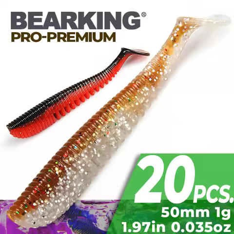 BEARKING Awaruna 50mm 1g 20pcs/bag Artificial soft Lures Fishing Worm Silicone Bass Pike Minnow Swim