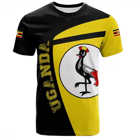 Uganda Flag Graphic T-shirts For Men Uganda Emblem National Day Short Sleeve Oversized Tshirt Tops M